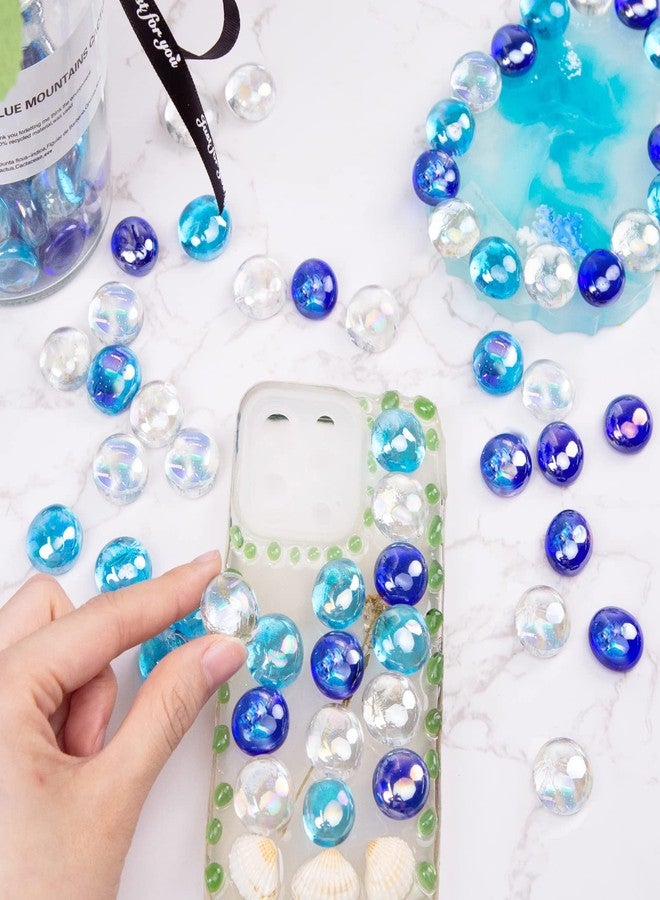 فيوتشر بلس كرات زجاجية مسطحة متقزحة الألوان من فيوتشر بلس، وزن 1 رطل، حشوات مزهريات، خرز زجاجي أزرق مختلط، صخور لتزيين أحواض السمك، أعمال يدوية يدوية - Image 4